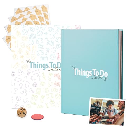 Things to Do Challenge - for Couples - 60+ Activities to Complete - Surprise Scratch Off Date Night & Day Ideas - Includes Photo Corner Stickers Dice and Coin