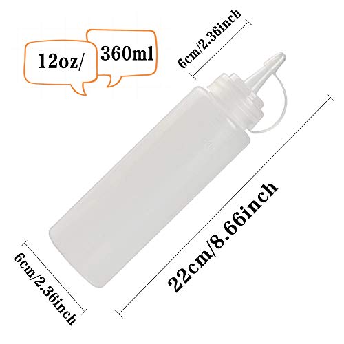 10 PCS 12 oz/360 ml Condiment Squeeze Bottles,Plastic Squeeze Bottles,Sauce Bottles with Cap Lids for Sauce,BBQ,Condiments,Oil,Liquids,Paint,Provide 21 chalkboard labels and 1 Chalk Marker