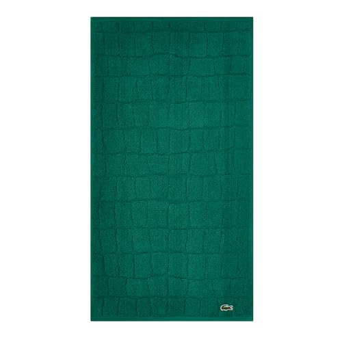 Lacoste Croc Scale 100% Cotton Bath Towel Highly Absorbent Ultra Soft & Quick Drying Luxury Jacquard Towel with Embroidered Crocodile Premium Bathroom Essential Croc Green 16 x 30