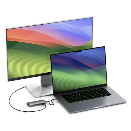 Image of Satechi USB C Hub Multiport Adapter V2 - USB C Dongle - 4K HDMI (60Hz), 60W USB C Charging, GbE, SD /Micro Card Readers, USB 3.0 - USBC Hub for MacBook Pro /Air M1 M2 (Space Gray)