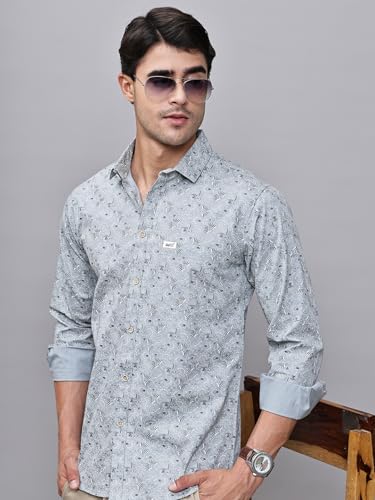 Image of Majestic Man Pure Cotton Slim Fit Printed Casual Shirt for Men