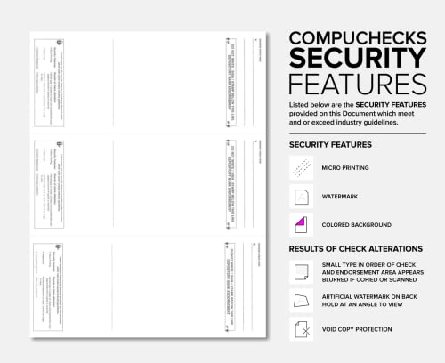 Business Voucher Check Stock - Computer Laser Checks - 3 Checks Per Page, 500 Sheets/1500 Checks, Blue/Red Prismatic #TOP1