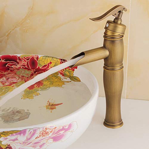 Mitigeur de lavabo cascade en laiton antique robinet d'eau pour vasque de salle de bains SLT007C