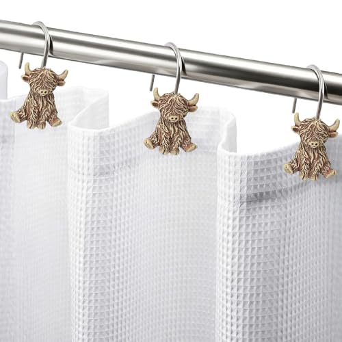 Cow Shower Curtain Hooks–12PCS Rustic Western Cowboy Hook Rings Farmhouse