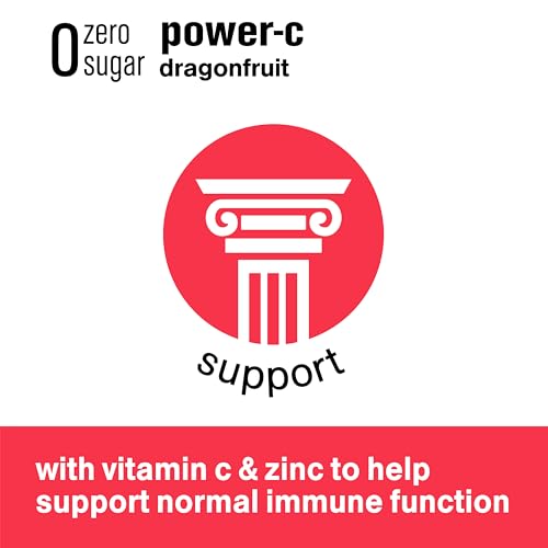 Image of Vitaminwater Zero Power-c, Dragonfruit Flavored, Electrolyte Enhanced Bottled Water with Vitamin b5, b6, b12, 20 Fl Oz, 12 Pack