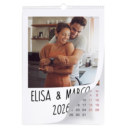 Made In Gift | Calendario Personalizado 2026 | Calendario 2026 Pared con Espiral | Parte Superior Personalizada con Foto | A3 | 100% Personalizado (Polaroid)