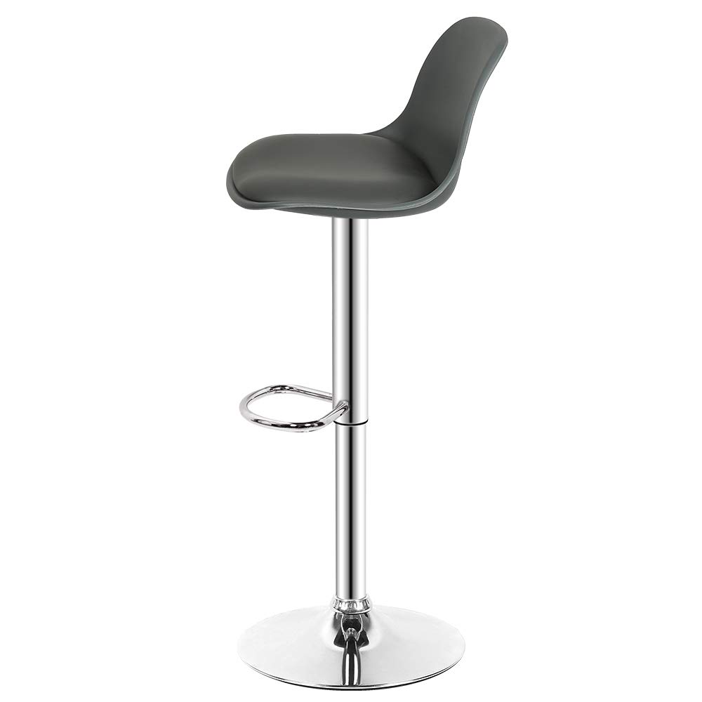 DDMINE Barhocker 2er Set Gepolsterter Drehhocker mit Luftheber-Design, Kunstleder Barstuhl mit Lehne Küchen, Barstühle Höhenverstellbar und 360° Drehbar (2, Grau)