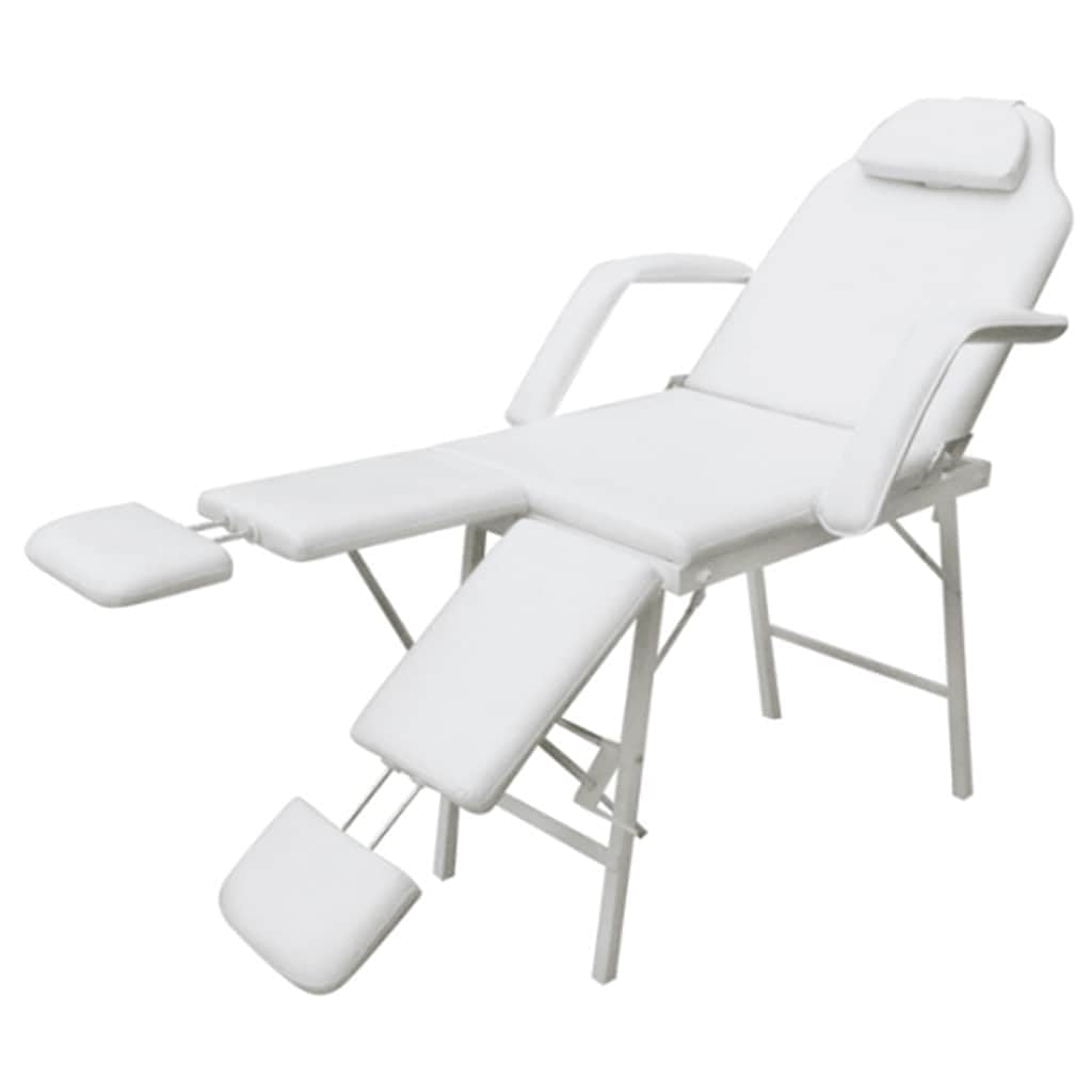 Kosmetikstuhl Tragbar für Salon, Massageliege mit Kunstleder, Höhenverstellbar, Inklusive Tragetasche, Weiß