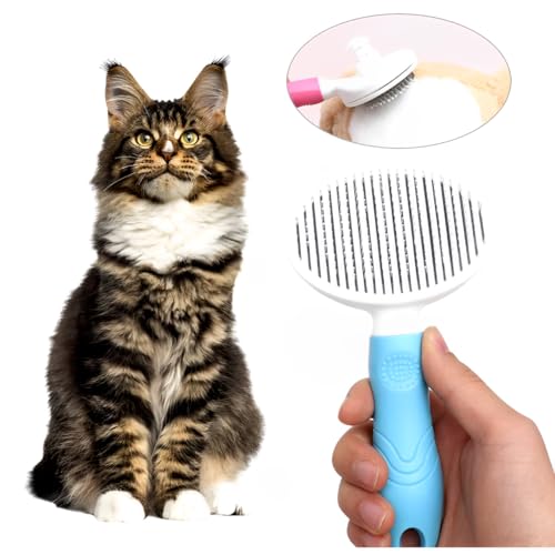 Escova Rasqueadeira Automática Premium Para Pets Cães Gatos Remove Tira Pelos Facilidade Conforto Id