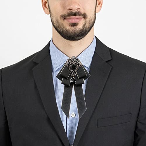 oshhni Pré-amarrado gravata roupas decoração gilrls gravata estilo retrô fita broche de strass broch