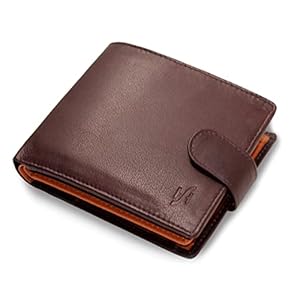 STARHIDE Genuine Leather RFID Blocking Wallet for Men – Slim Bifold with Coin Pocket, Clear ID Window, 8 Card Slots – Elegant Gift Boxed Accessory (Brown & Tan)