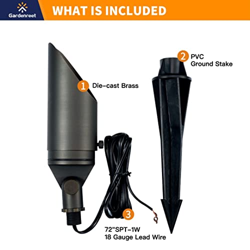 Gardenreet Solid Brass Landscape Spotlight,12V Low Voltage Directional Uplight Outdoor Led Landscape Light Fixture(Stretchable) Without Bulb(12 Pack) #TOP6