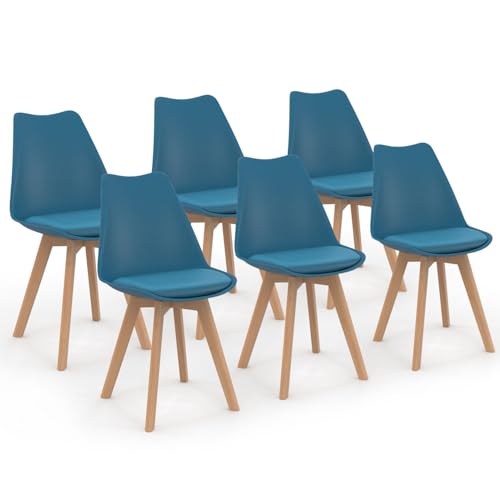IDMarket - Lot de 6 chaises scandinaves SARA Bleu Canard pour Salle à Manger