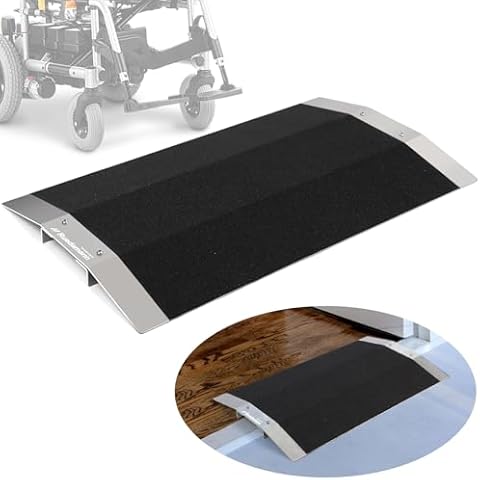 Ruedamann 27.6" W x 1" H Wheelchair Ramp, 600lbs Capacity, Bridge Threshold Ramp with Supporting Frame and Non-Slip Surface, Aluminum Ramp for Wheelchairs, Stairs, Vans, Steps Cover