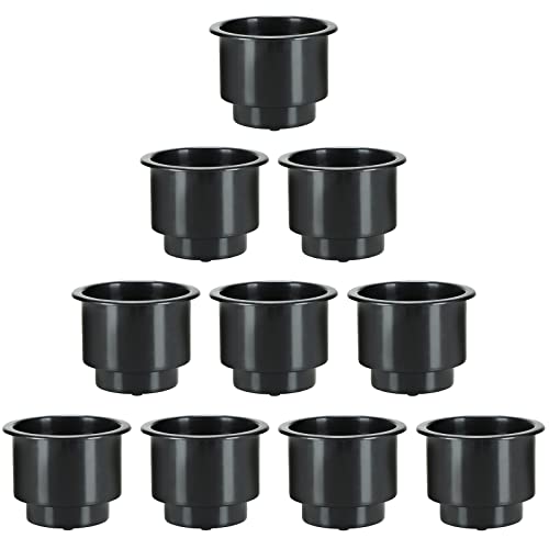 ATPEAM Recessed Cup Drink Holder | Pack of 10 Black Recessed Drop in Cup Drink Holders with Drain Hole for Marine Boats Car RV