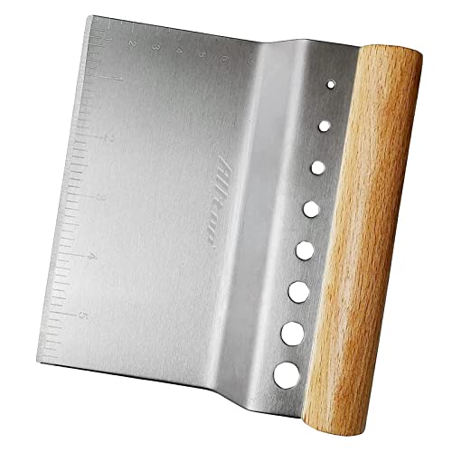 Alltop Dough Bench Scraper/Cutter/Chopper Stainless Steel Blade With Herb Stripper,Multipurpose Kitchen Pastry Tool With Scale Ruler - Leaf Remover - 1 Pack #TOP2