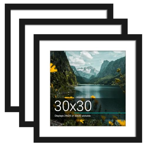 Image of Picrit 30x30 Black Picture Frame, Poster Frame for Wall, 3 Pack