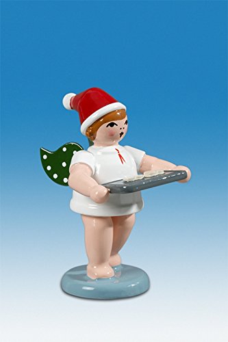 Ange de Noël en bois avec chapeau 6 cm figurine artisanale monts Métallifères