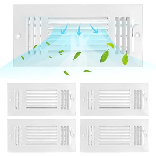 Yopay 4 Pack Air Ceiling Vent Covers 3 Way, 10 x 4 Inch Interior Size White Ceiling Register, Sidewall Wall Ceiling Register Solid Steel HVAC Accessories for Home, Bathroom, Office, Toilet by Yopay - Image 7