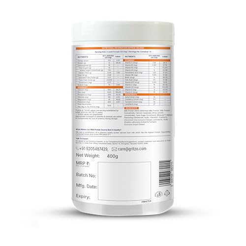 Image of Gritzo SuperMilk Growth+ (10-12y Girl), 400g + Gummies | Creamy Vanilla | 12g Protein | Includes 30 Iron Gummies | Zero Refined Sugar