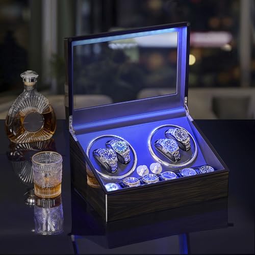 Image of ANWBROAD Watch Winder for Automatic Watches with Adapter, Piano Paint, LED