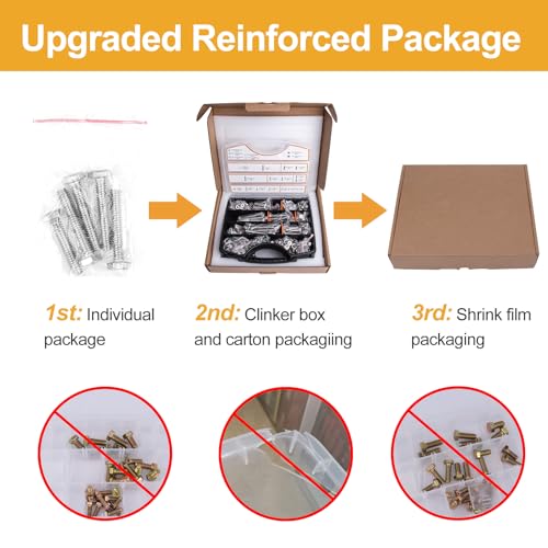 Image of VIGRUE 405PCS Hex Bolts Assortment Kit 1 /4-20 5 /16-18 3 /8-16 Heavy Duty Bolts Screws Nuts Flat Spring Washers Assorted, Includ 3 inch Long Bolts, 14 SAE Sizes Length 3 /4 inch to 3 inch, 304 Stainless Steel