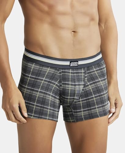 Image of Jockey UI21 Men's Super Combed Cotton Elastane Stretch Printed Trunk with Ultrasoft Waistband (Pack of 2 Colors & Prints May Vary)