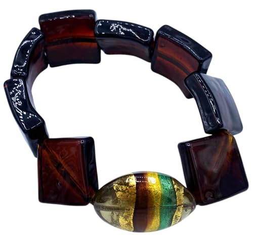 Bracelet en verre antique Murrina Venise améthyste et acier