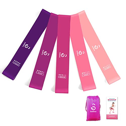 Sodeno Workout Loop Bands, Resistance Exercise Bands for Physical Therapy, Gym, Yoga, Strength Training, Physical Therapy, Pilates and Yoga Bands Home Fitness, Natural Latex Elastic Bands (Set 5)