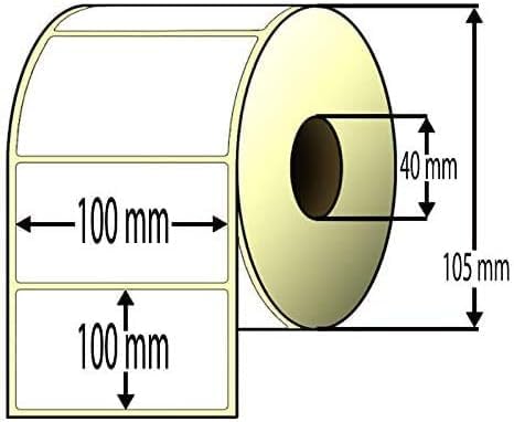4PZ BOBINE, Rotolo di Etichette Termiche 100x100mm, Autoadesive per stampante trasferimento termico, per spedizione logistica ufficio, 450 Etichette per Rotolo, Set di 4pz