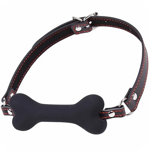 YUZHO Silicone Dog Bone Mouth Gag|Silicone Mouth Gag|Mouth Gag|SM Erotic Fetish Bondage,|BDSM Slave Sex Toy(Black)