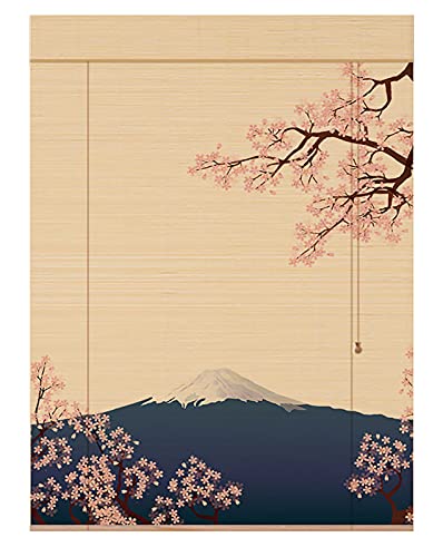 ACXZ Store Bateau en Bambou Japonais avec cantonnière, Motif de Montagne Fuji, Store occultant pour Balcon, Coin Salon, Cuisine, Salle de Bain, Couleur Naturelle