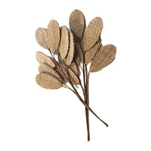 Elegant Blooms & Things 2 Ct. Burlap Leaves on Wire Pick, Flower Arrangements, Boutonniere, Corsage, Bouquets Cover