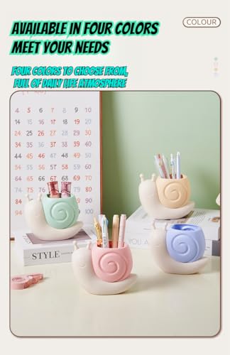 Cute Pen Container Holder Snail-shape Desk Decoration Stocking Stuffers Creative Multi-Functional Pen/pencil Holder Desk Organizer Accessory Makeup Storage Office Home Art Supply Nice Gift (Green) - Image 5
