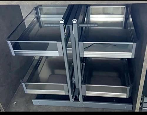 Image of Avocetmobily Metal Glass Universal Magic Corner for Kitchen Storage with Hinges Cabinet Width 900mm