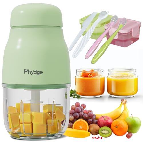 Baby Food Maker-Upgrade, Phydge Baby Food Blender with Baby Food Containers, Silicone Spoons, Easy to Clean, 10oz Baby Food Processor for Fruit,...