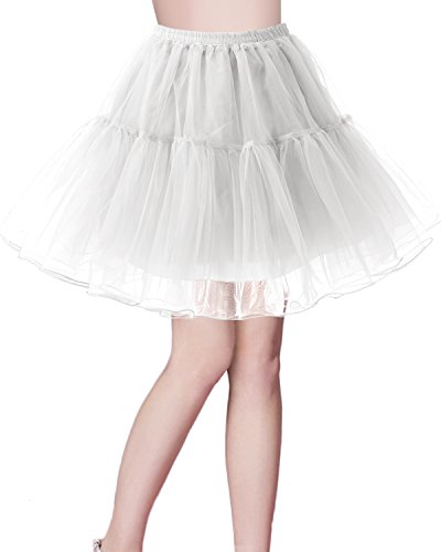 bridesmay Kurz Halloween Retro Petticoat Rock 1950er Vintage Tutu Ballett Unterkleid Ivory M