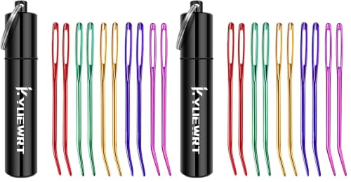 Image of Premium Tapestry Needle & Weaving Needle Set for Crochet, Anodized 6063 Aluminum Bent Tip Yarn Needles with Portable Storage Tube for Crochet Finishing, Amigurumi & Knitting (Pack of 2)