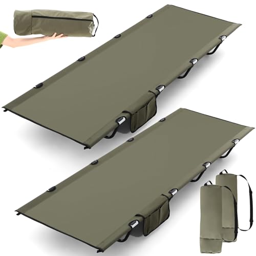 2-Pack-Lightweight-Cots-Backpacking-Cot-Supports-330-Lbs-Sleeping-Cots-for-Adults-Easy-Assemble-Portable-Folding-Cot-with-Carry-Bag-Military-Compact-Cots-for-Camping-Travel-Hiking