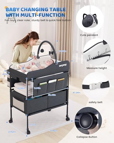 image for Saryocy Baby Changing Table with Storage, Versatile Folding Changing T