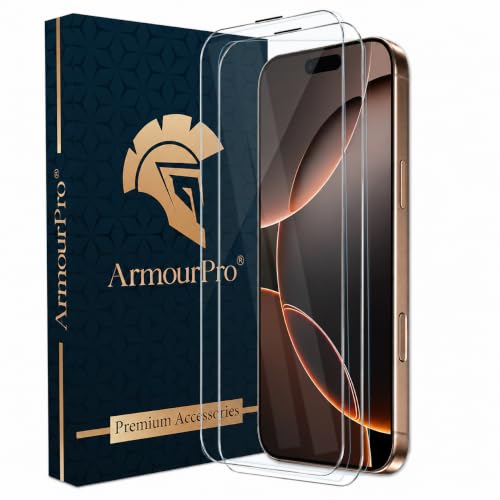 Image of ArmourPro Borderless Tempered Glass for iPhone 16 Pro Max, Pack of 2 Clear Screen Protector with Anti-Dust Speaker Mesh, 9H Anti-Scratch, HD Clarity, Case Friendly, Easy Installation Kit