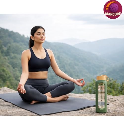 Image of Borosilicate Glass Water Bottle, Green, 1 Litre