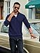 COOFANDY Men's Quarter Zip Pullover Basic Mock Neck Long Sleeve Lightweight Casual Fashion Half Zip Sweatshirts Dressy Navy