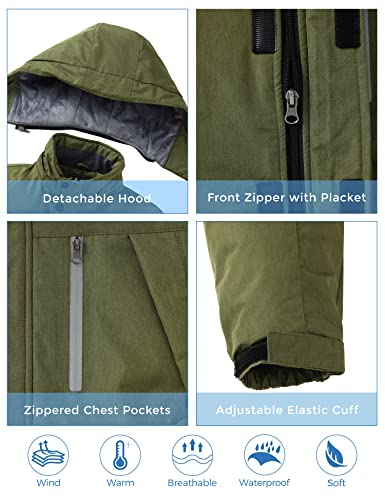 Zshow Boys' Skiing Jacket Waterproof Snowboard Jackets Warm Winter Coat (Green,10-12) #TOP5