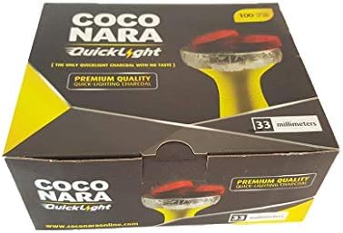 Coco Nara Quick Light Fast Hookah Charcoal 33mm Medium Coals Box 100 Pcs