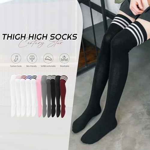 image for Century Star 3 Pairs Thigh High Socks for Women Over the Knee High Soc