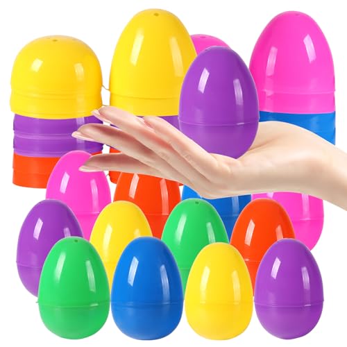 Image of 12Pcs Plastic Bright Easter Eggs Assortment, 3.15'' Fillable Easter Eggs Empty Bulk, Perfect for Easter Egg Hunt /Surprise Egg (Pack of 3)