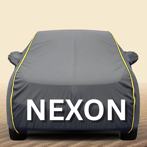 Image of 100% Waterproof Nexon Car Cover Heavy Duty - Premium Polyester Car Body Cover, All Weather Outdoor Protection, UV Resistant, Dustproof, Windproof, Heat Resistant, Scratch Resistant (Grey)