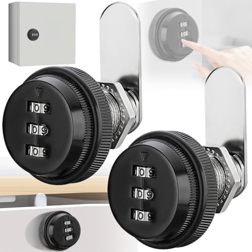 Mikqky 2 Piezas Cerradura De Buzón, Cerradura Taquilla, Cerradura De Combinación De Tres Dígitos Para Buzón, Cerradura Contraseña Para Armario, Cerradura Con Código Para Cajón, Negro(5 12mm)