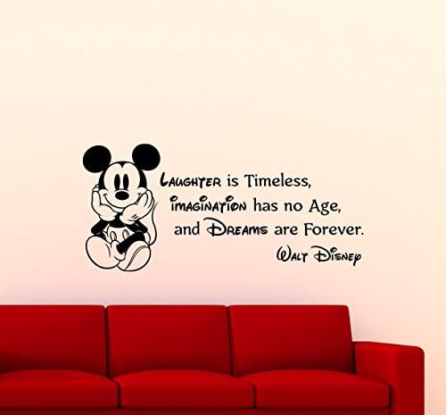 Mickey Mouse Wall Decal Walt Disney Quote Nursery Custom Cartoon Disney Vinyl Sticker Home Nursery Room Interior Art Decor Kids Girl Boy Room Mural Waterproof Vinyl Sticker 84cT